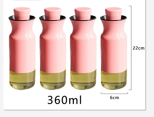 Glass Oil Bottle Stainless Steel Color Kitchen Seasoning Bottle