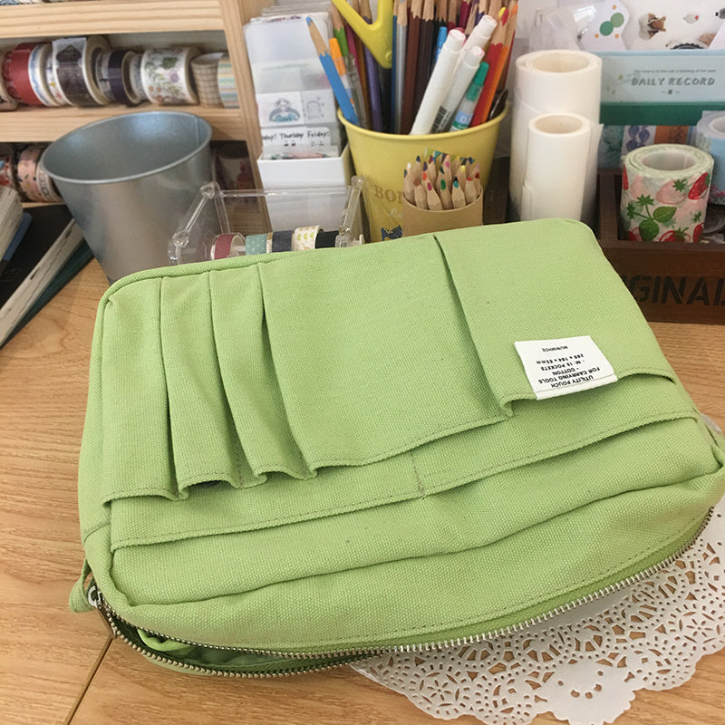 Avocado Green Hand Ledger Storage Bag Thickened Notebook Cover Large