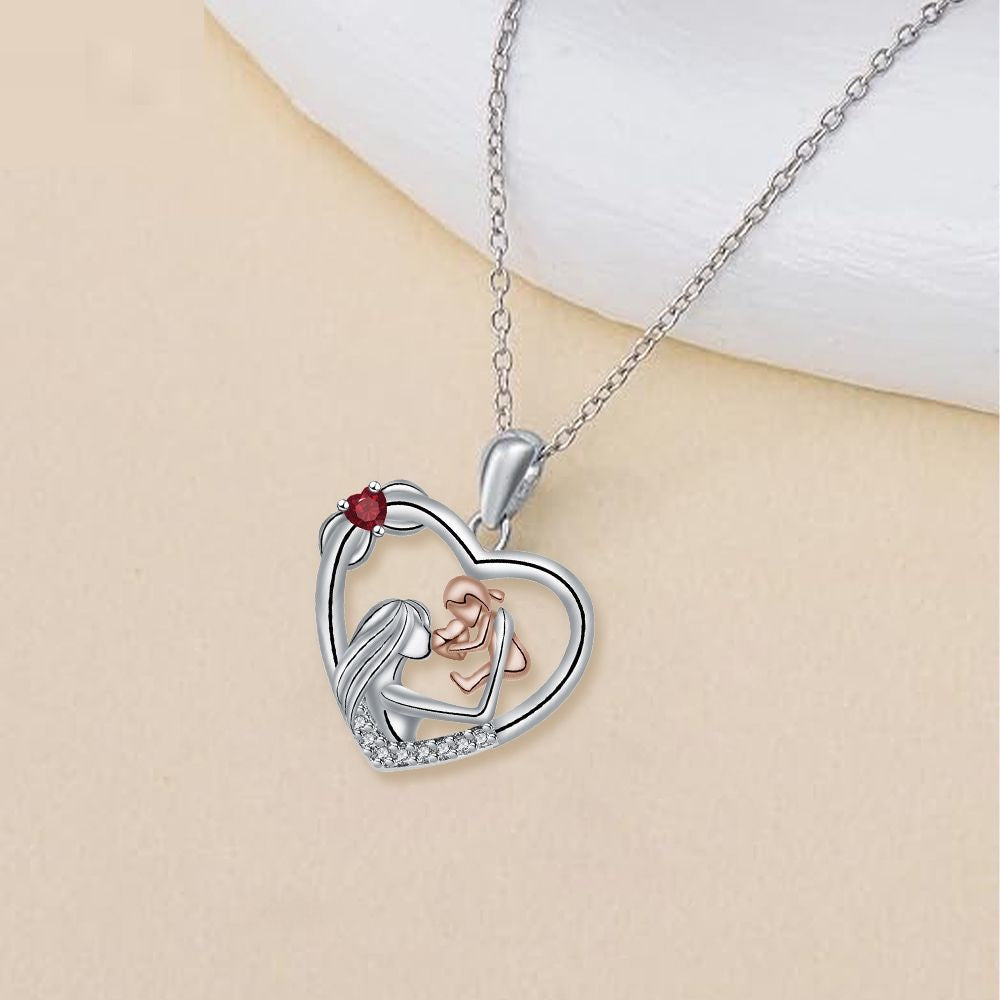 Mother's Day Mother And Daughter Pattern Necklace Heart-shaped Pendant Ornaments Women