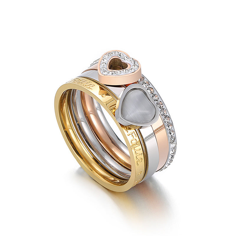 Simple Fashion Stainless Steel Ring Four In One
