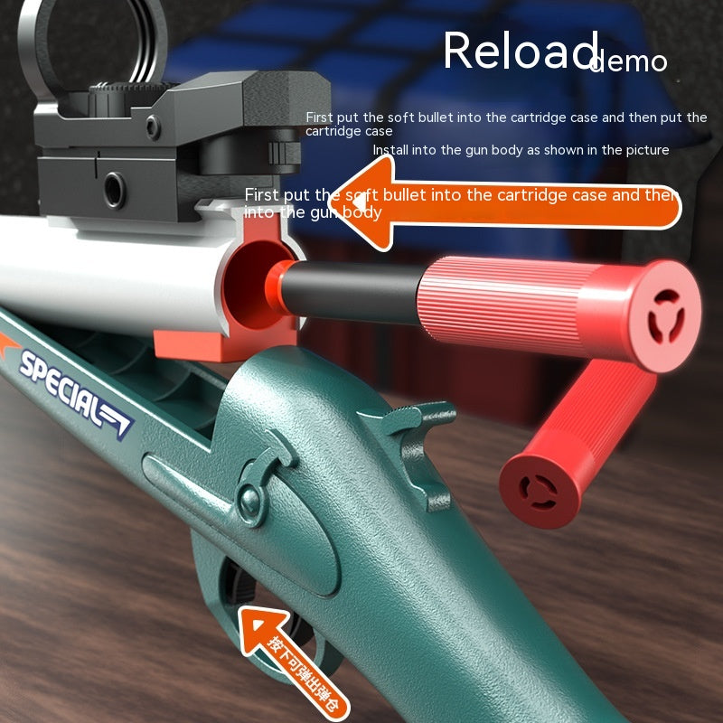 Children's S686 Spray Soft Bullet Gun Throw Shell Launch Toy