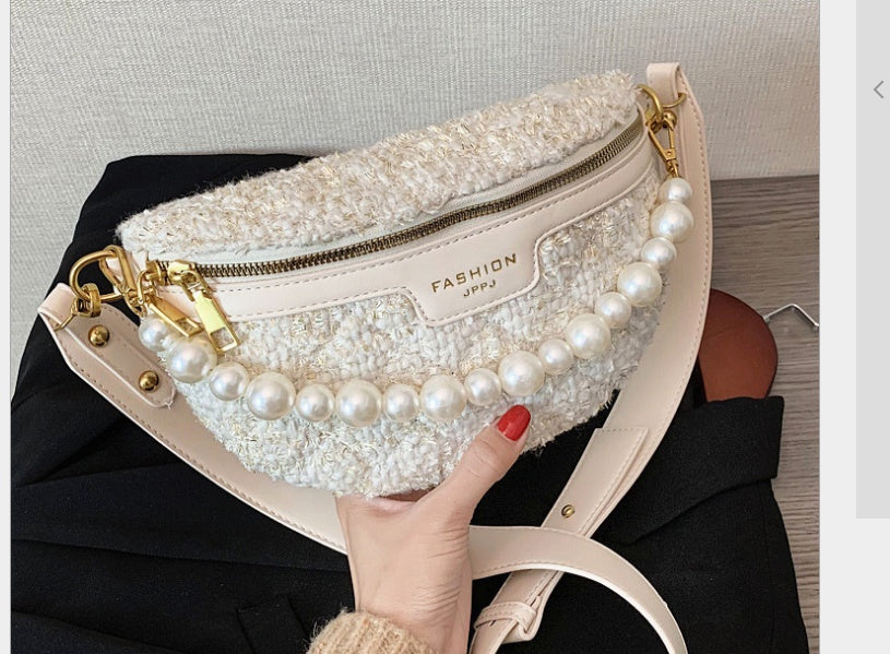 Korean Version Of The Small Bag Female New Trendy Messenger Wild Ins Woolen Cloth Jump Di Wild Chest Bag Girl Waist Bag Female