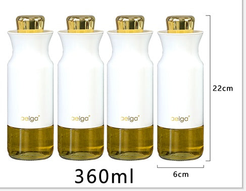 Glass Oil Bottle Stainless Steel Color Kitchen Seasoning Bottle