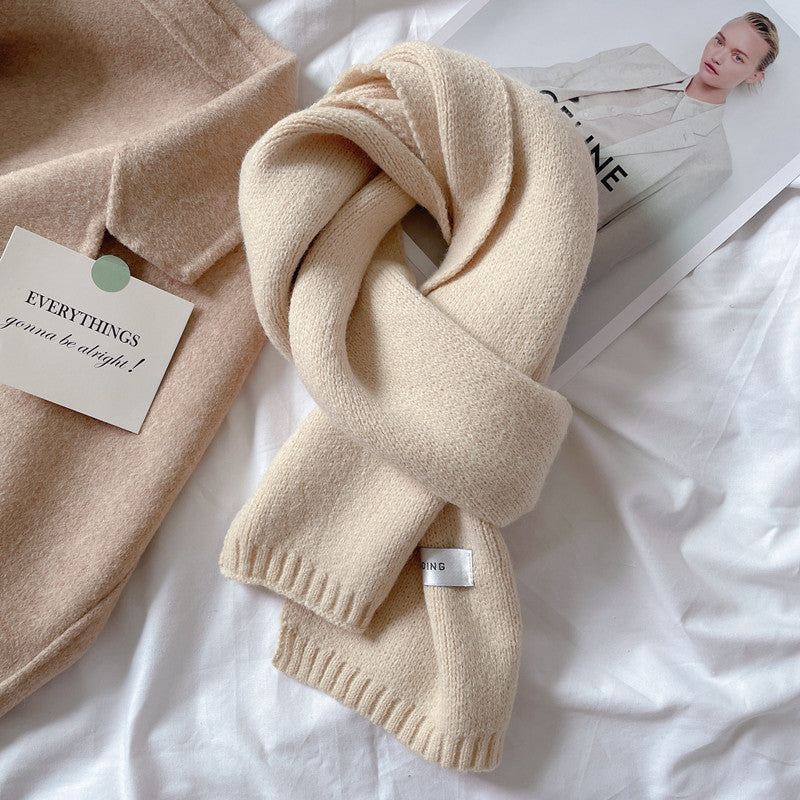 Wool Knitted Scarf Women's Autumn And Winter Thickened Warm