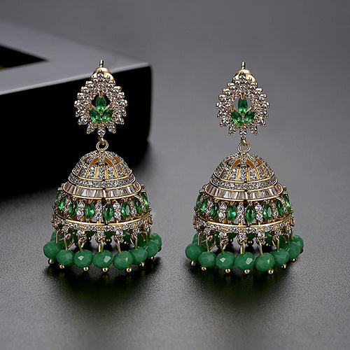 European And American Fashion Exaggerated Earrings Copper Inlaid 3A Zircon