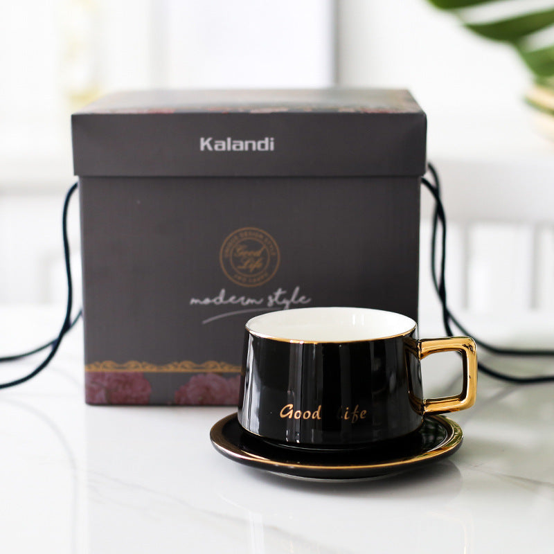 Nordic Ceramic Light Luxury Coffee Cup And Saucer Set With Gold