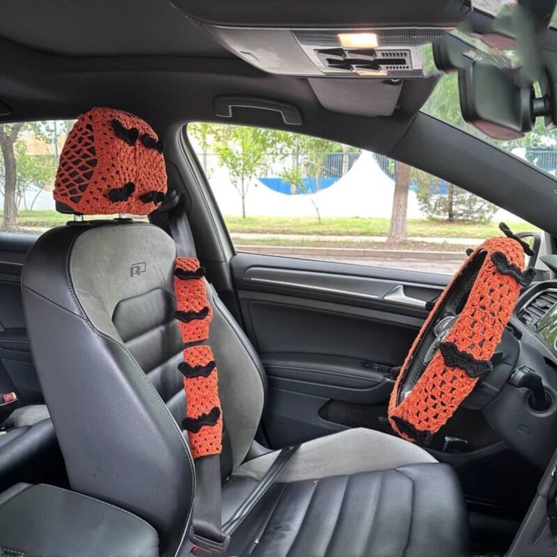 Car Interior Hand-crocheted Flower Steering Wheel Warm Non-slip Cover