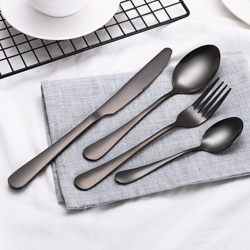 High Grade Tableware Set Black Gold Plated Stainless Steel Knife And Fork