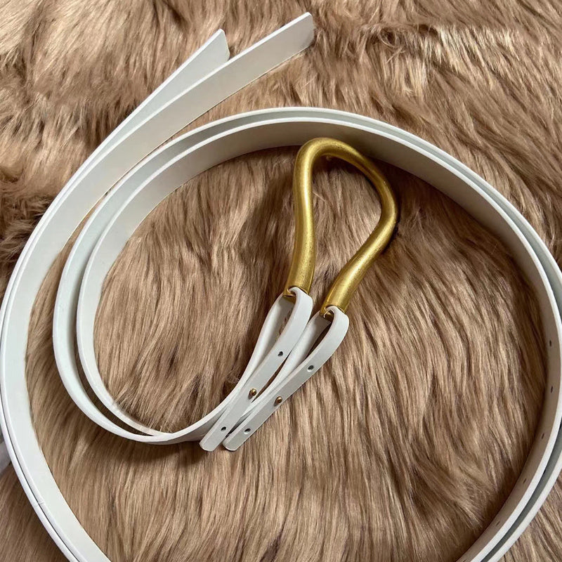 Ceinture femme en cuivre doré rétro à boucle, tempérament élégant