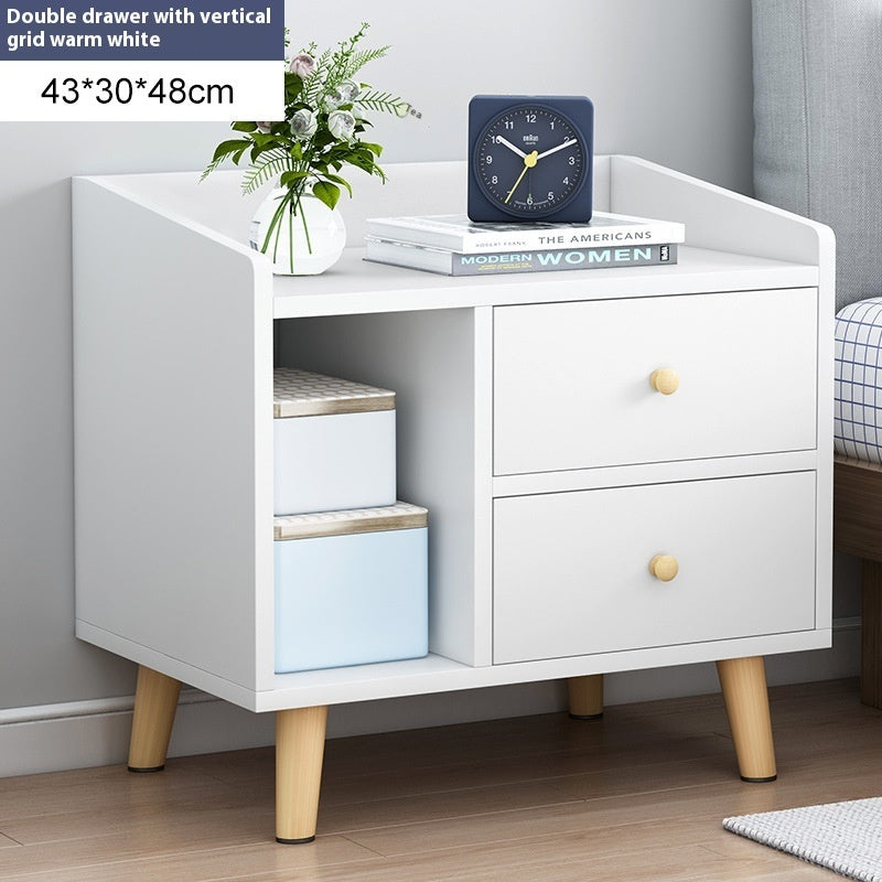 Simple Modern Bedroom Multifunctional Wooden Shelf Bedside Table
