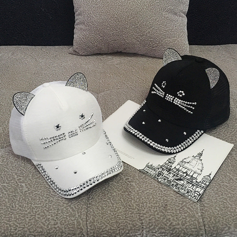 Women's Cute Fashion Rhinestone Cat Ears Hat