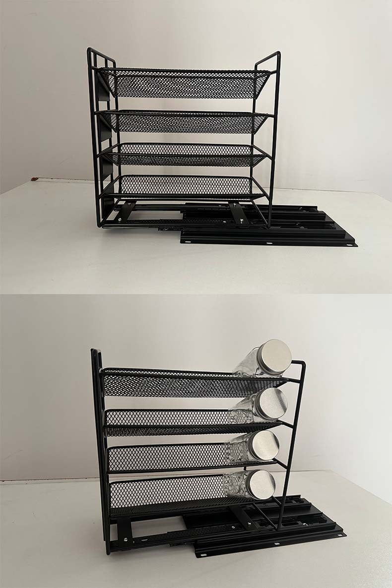 Étagère de rangement coulissante multicouche en métal pour armoire de cuisine, pour épices