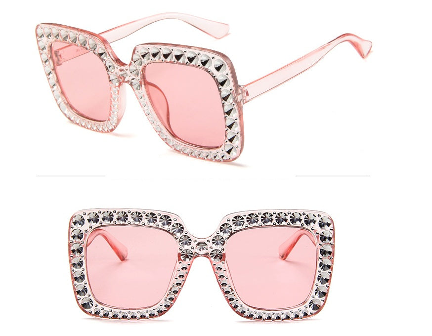 Lunettes de soleil carrées à diamants