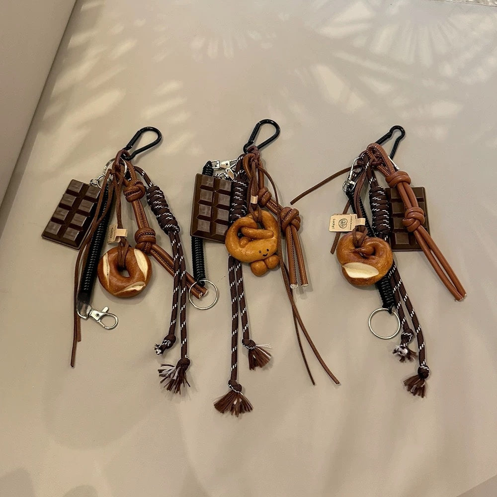 Brown Cute Chocolate Climbing Rope Keychain