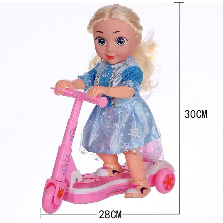 Electric Scooter Princess Doll Universal Music Light Toy