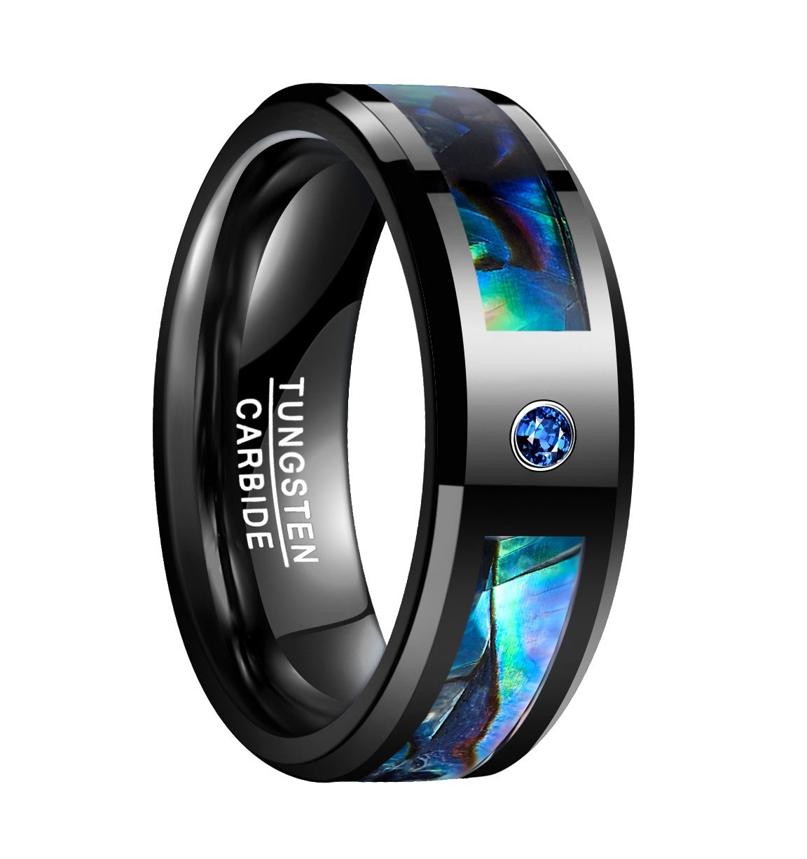 Men's Fashion Plating Zircon Tungsten Steel Ring