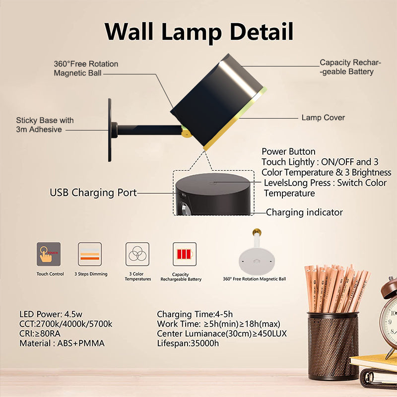 Modern Hotel Bedroom Bedside Reading Lamp