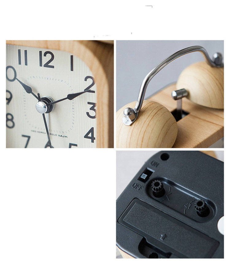 Wooden Alarm Clock Luminous Silent Simple Retro
