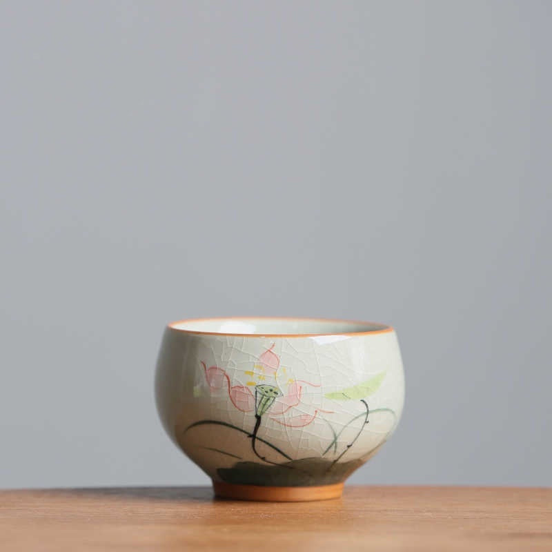 Hand Painted Persimmon Tea Cup Ice Crack Porcelain Kung Fu Tea Set