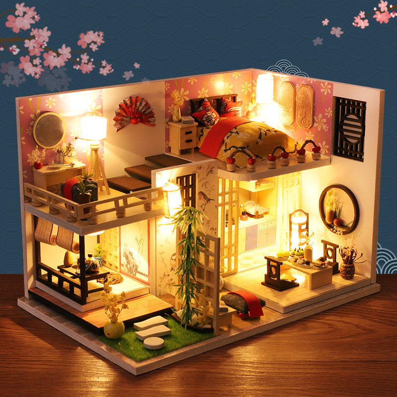 Cottage Bamboo Maple Small House Wooden Duplex Loft Villa Model