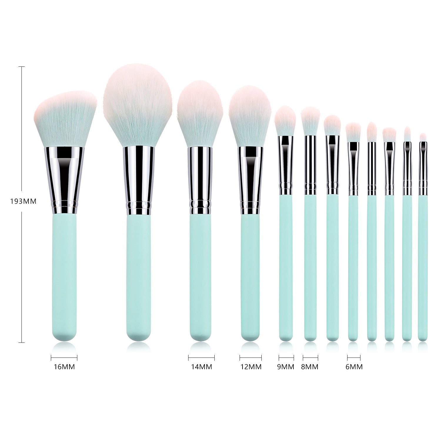 12 pinceaux de maquillage bleu clair