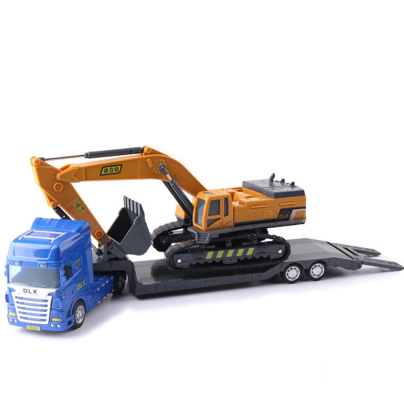 Children's Toy Car Tank Excavator Transport Vehicle Engineering Vehicle Set Simulation Model Boy Flatbed Trailer Toy