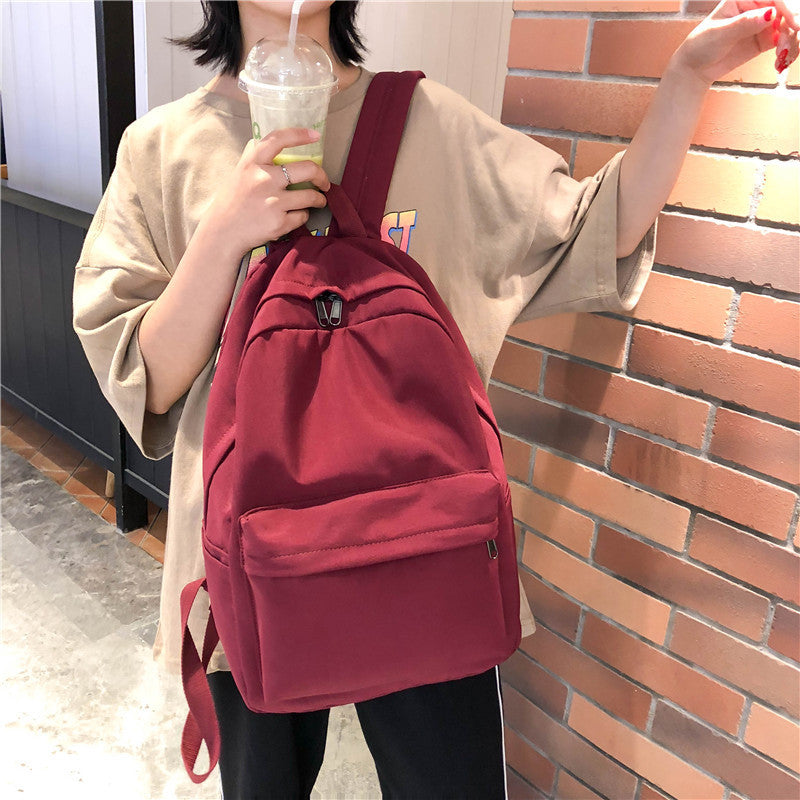 Solid color nylon waterproof  backpack