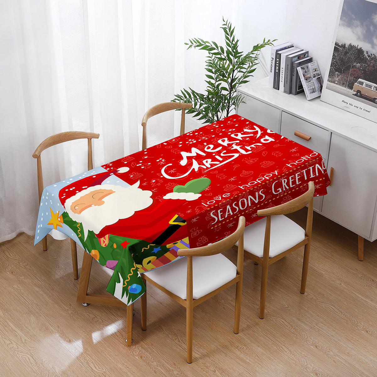 Printed Christmas Polyester Tablecloth Rectangular