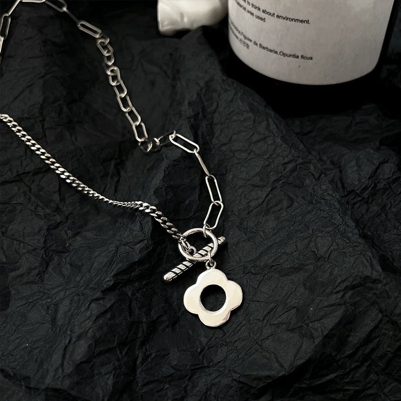 S925 Sterling Silver Small Flower Thai Silver Vintage Necklace