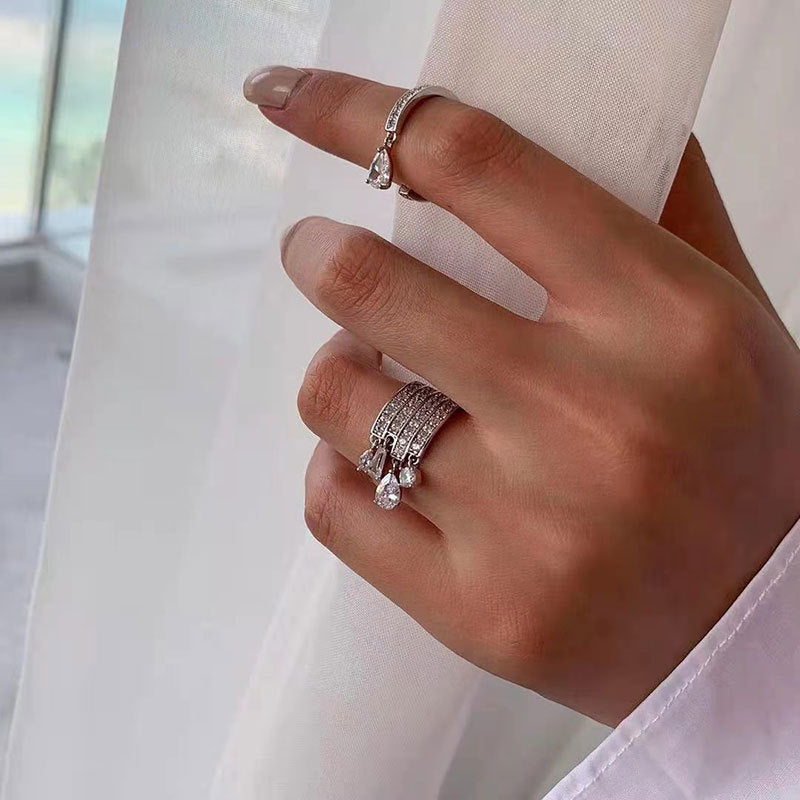 Zirconia Crystal Water Drop Zircon Geometry Rings For Women