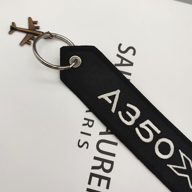 Logo Embroidery Keychain Pocket Aviation