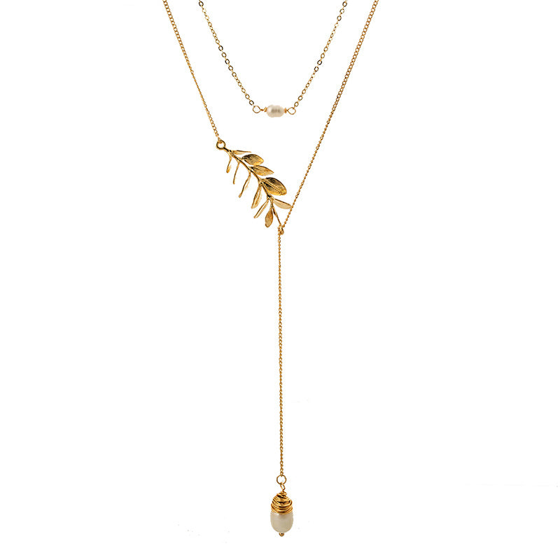 Natural Freshwater Pearl Tree Branch multi-layer pendant necklace