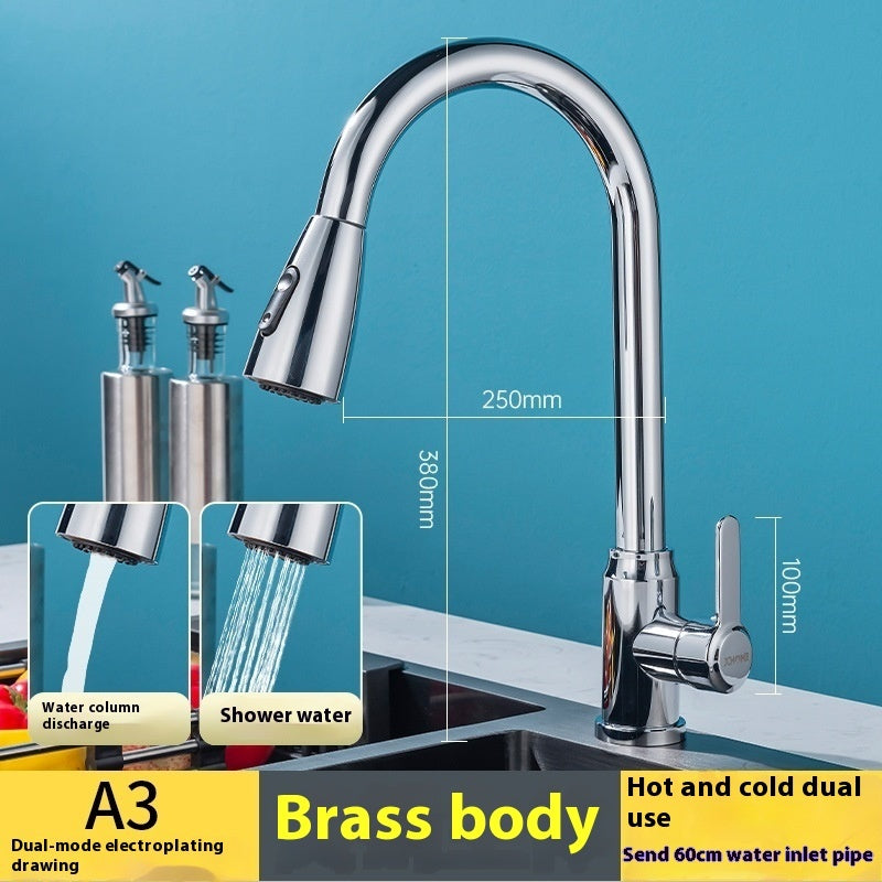 Black Rotatable Retractable Splash Proof Faucet