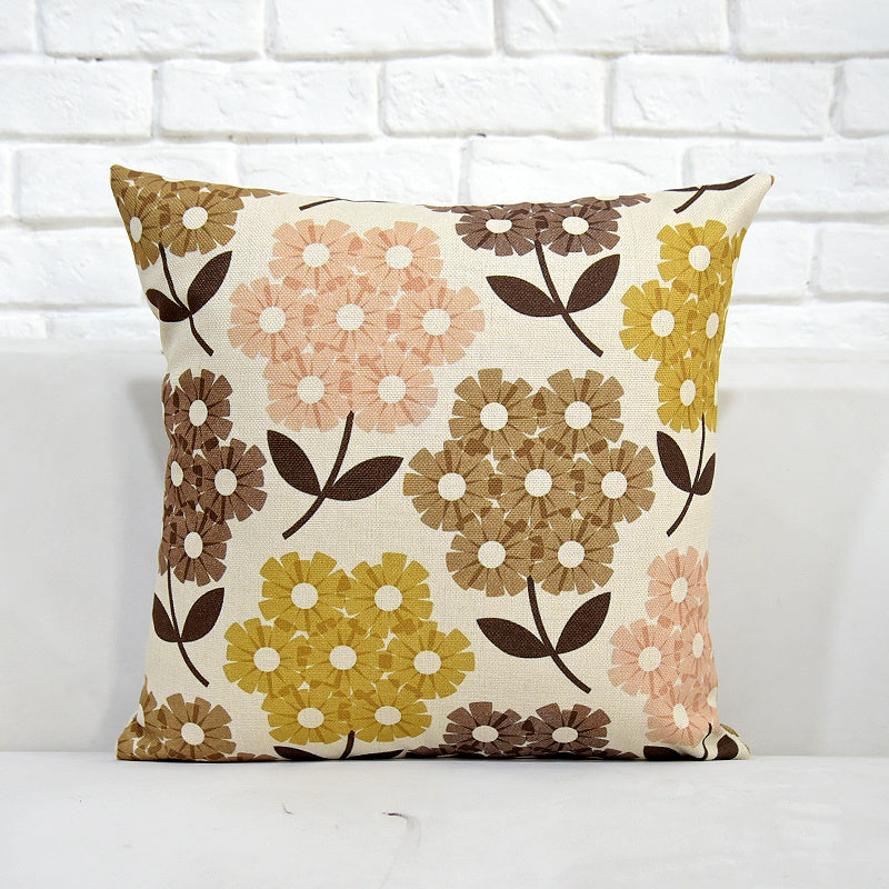 Cotton And Linen Pillow With Flower And Bird Picture