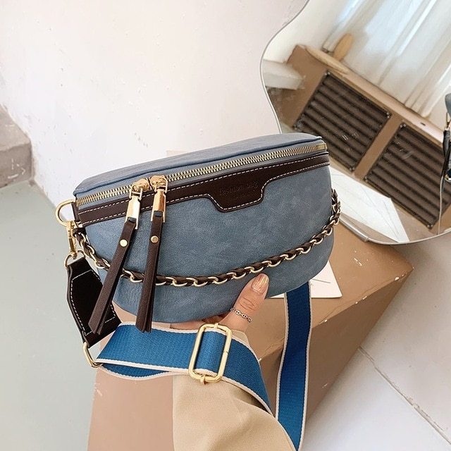 Casual Chest Color Textured One-shoulder Messenger Bag