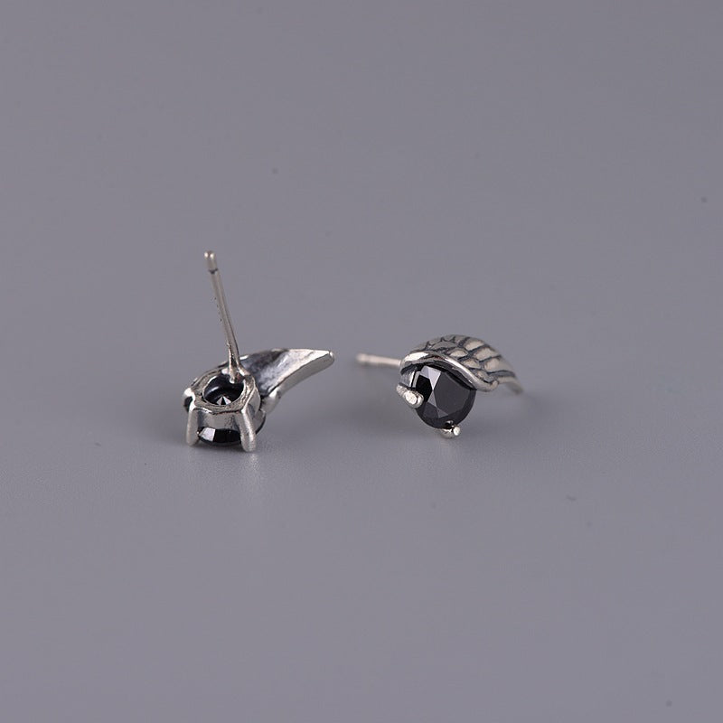 S925 Silver Retro Unisex Fashion Angel Wings Stud Earrings
