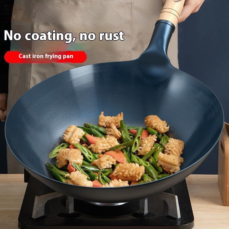 Household Thickened Traditional Old-fashioned Non-coated Non-stick Pan Gas Stove Suitable
