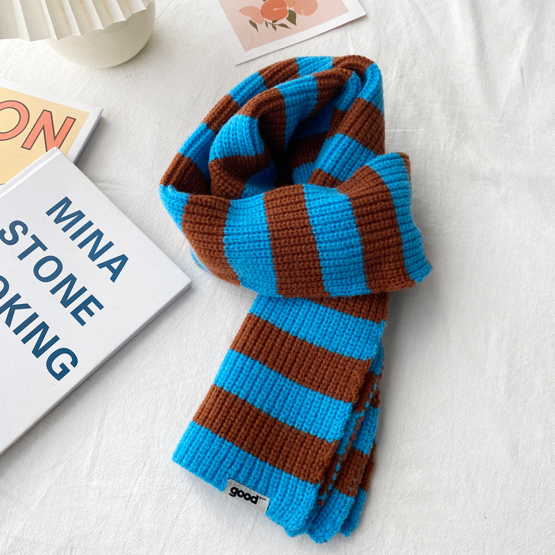 New Contrast Striped Scarf For Women's Warmth