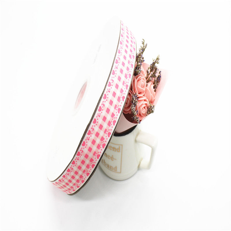 Plaid Two-color Printing Thread Belt Fabric Bow Handmade Hair Accessories DIY Ribbon