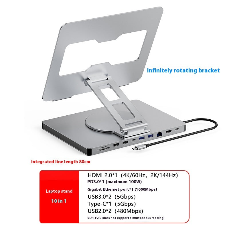Support pour ordinateur portable pliable rotatif étendu Type-C