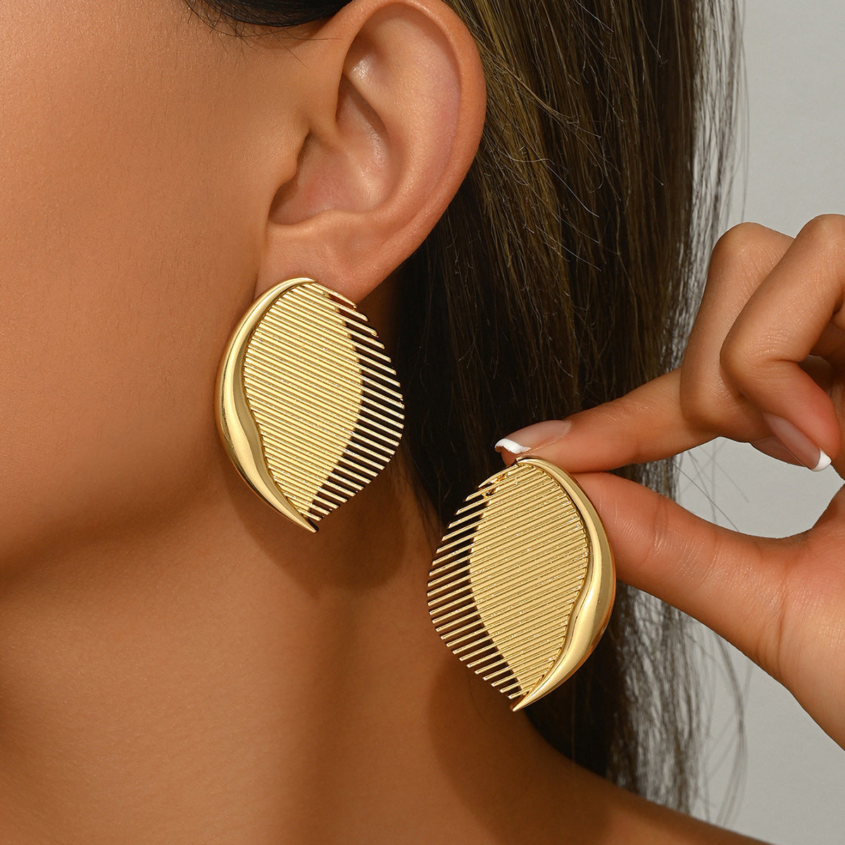Boucles d'oreilles tendance pour femmes - Feuilles en éventail