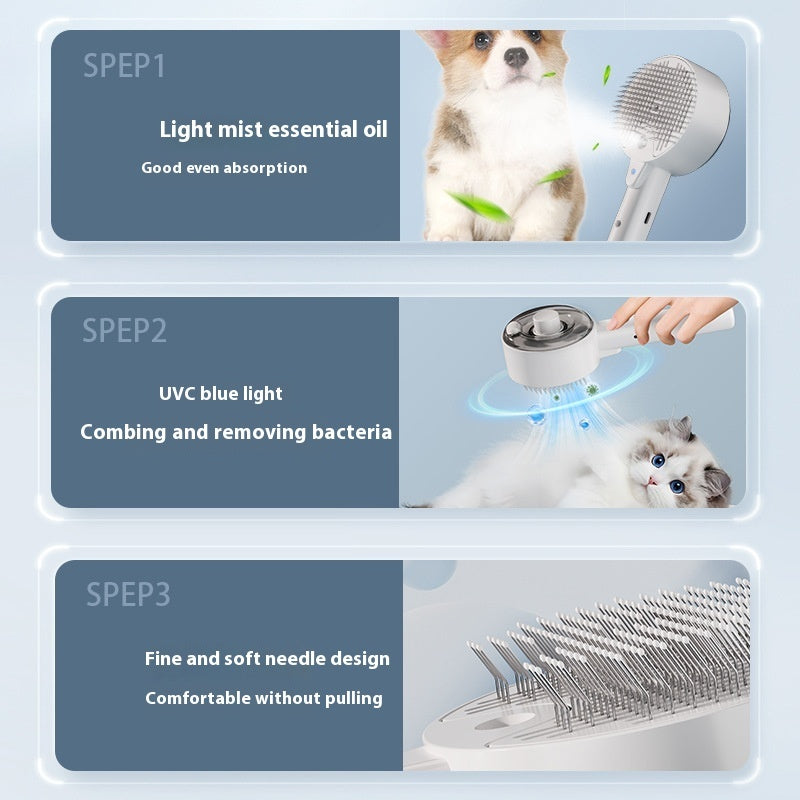 Brosse anti-poils d'animaux Brosse à vapeur pour chiens et chats Brosse autonettoyante pour chiens Toilettage Élimine les poils de chat Accessoires pour chiens et chats Produits pour animaux de compagnie