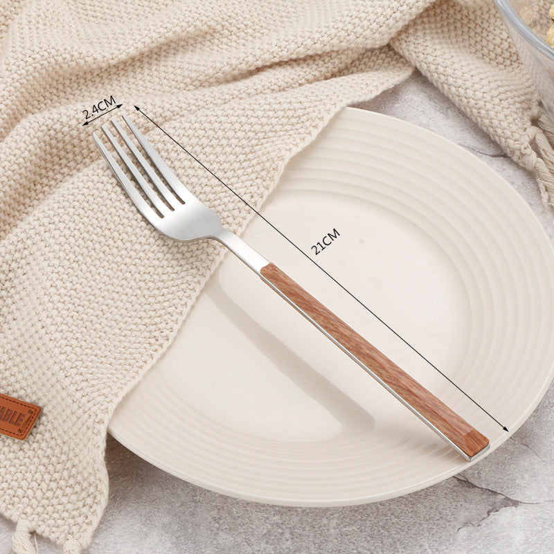 Stainless Steel Imitation Wooden Handle Cutlery Set