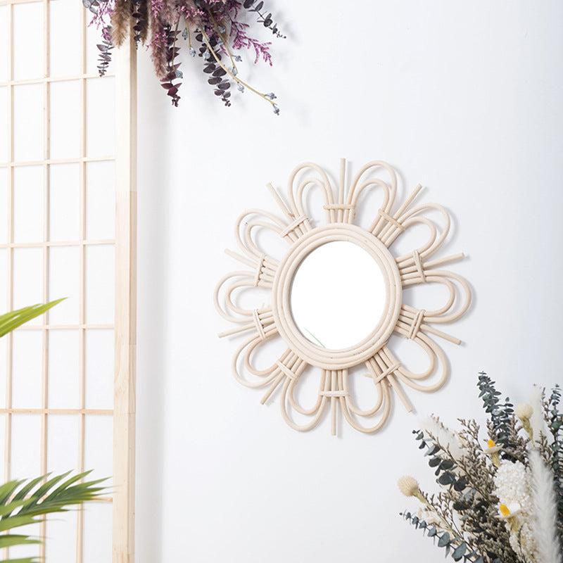 Wicker Creative Decorative Wall Makeup Mirror