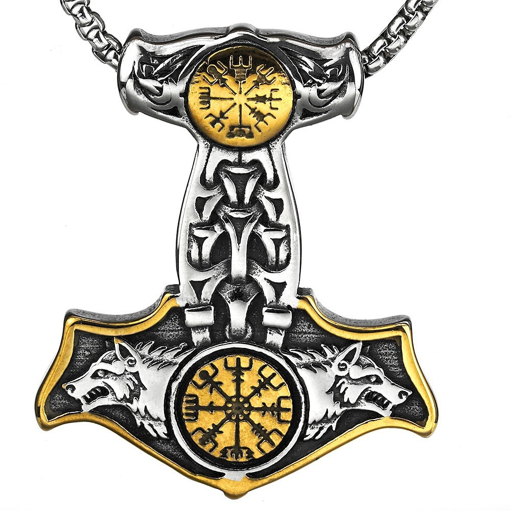 Titanium Steel Pendant Ornaments Stainless Steel Necklace Vintage Viking Impactor Men