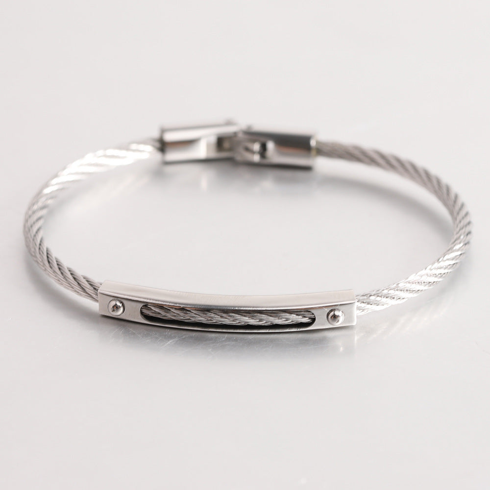 Long All-match Titanium Steel Cable Fashion Steel Wire Openable Bracelet