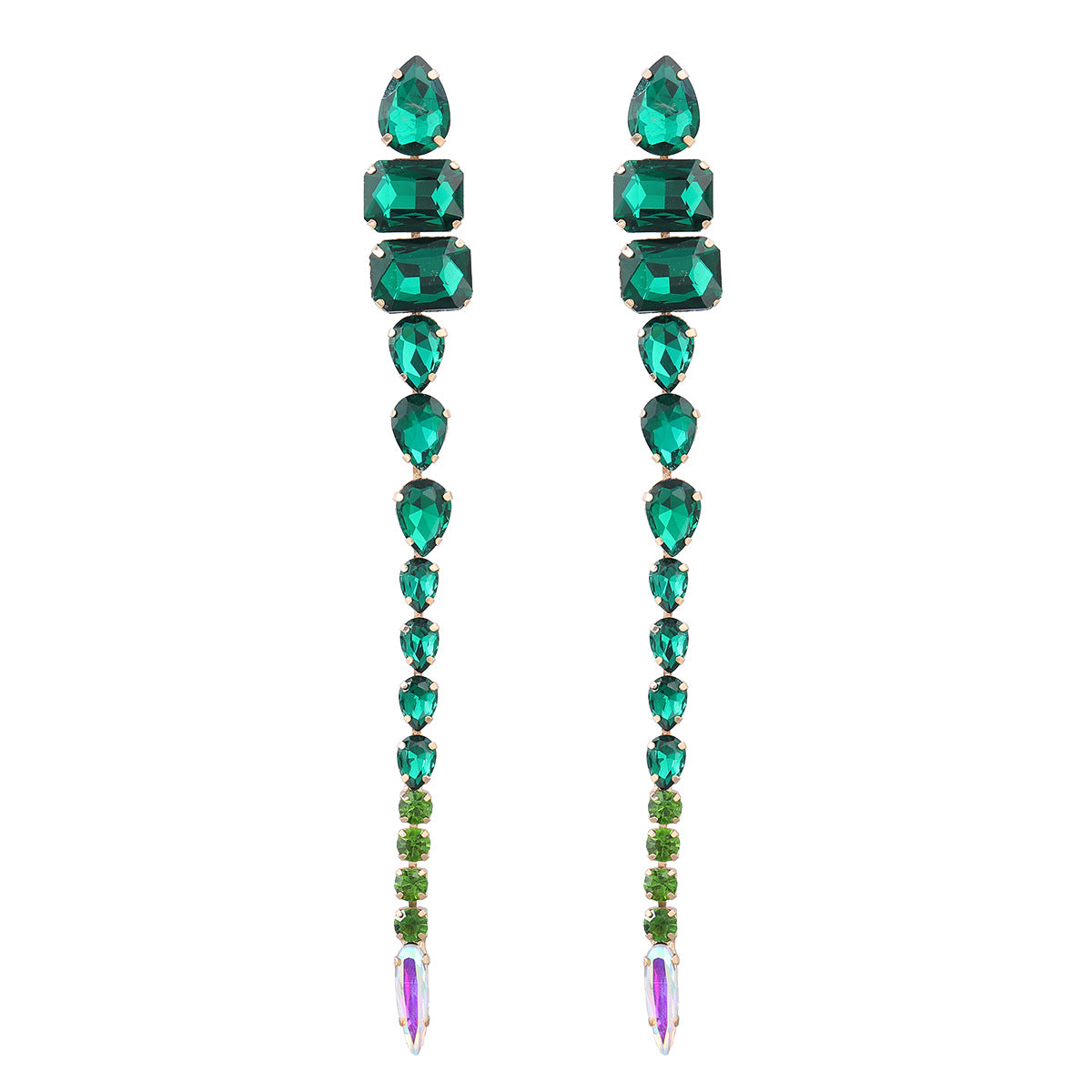 Glass Diamond Long European And American Exaggerated Earrings