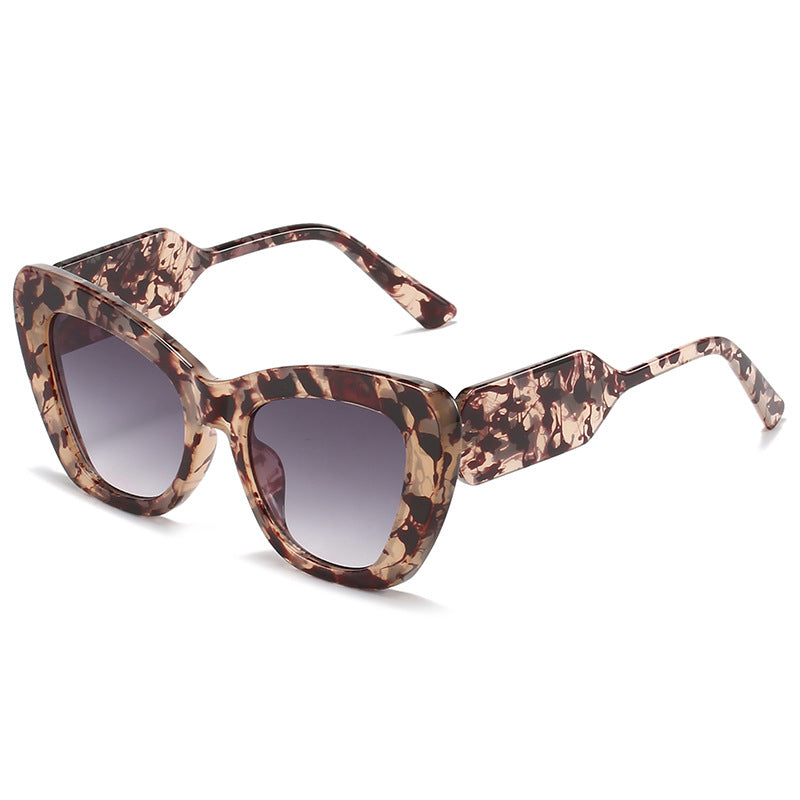 Cat Eye Sunglasses Personality Fashion Color Contrast Large Frame Glasses All-match Flat Sunglasses