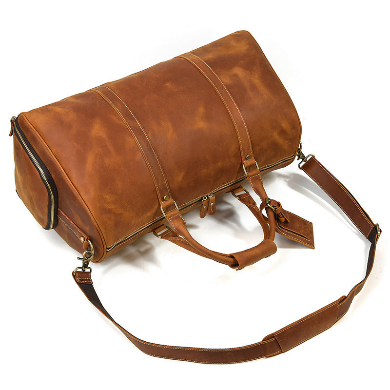 Sac de voyage rétro en cuir véritable de première couche pour hommes