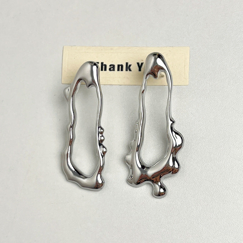 Minimalist Metallic Cool-style Earrings Exaggerated Stud